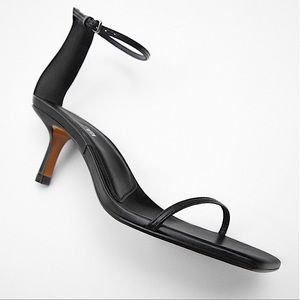 ZARA MINIMALIST HEELED LEATHER SANDALS